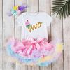 Venda quente da Amazon roupas para recém-nascidos roupas infantis roupas de bebê macacão de manga curta de aniversário Traje de bebê tutu