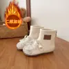 Botas de Cristal para Niña Otoño Invierno 2026 Nuevas Botas de Piel para Bebé Niña Botas de Princesa Infantil Bebé Terciopelo Plus Estilo Caliente Botas Martin
