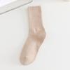 Calcetines de felpa color té con leche para mujer, para las cuatro estaciones, color sólido, hasta media pantorrilla, calcetines de compresión, estilo japonés ins moderno, absorbentes de sudor, con cordón, medias casuales
