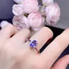 Anillo Abierto de Piedras Preciosas Coloridas de Moda Diseño de Nicho Anillo de Tanzanita Natural con Diamantes Elegante Lujo Ligero Vintage para Mujer