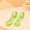 Tigela de Alimentação em Silicone de Grau Alimentício em Formato de Caracol com Ventosa, Conjunto de Garfo e Colher com Cabo Curvo Anti-Queda, Utensílios para Bebê se Alimentarem Sozinhos