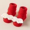 Calcetines Rojos Gruesos Cálidos para Bebés Recién Nacidos Niños y Niñas Bebés Niños Algodón Peinado Otoño e Invierno con Forro Polar