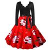 6043# em estoque AliExpress Explosões Natal Estampado Costura Queimado Manga Longa Vestido