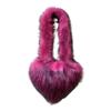 Bolso bandolera de amor europeo y americano de imitación de piel de mapache Bolso de felpa Bolso de hombro con forma de corazón