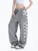 Pantalones casuales de estilo hip-hop americano con bloques de color y estampado de estrellas para hombres y mujeres, cintura elástica, pierna ancha, pantalones deportivos de calle para baile, modernos
