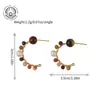 Pendientes de Aro con Forma de C de Colores Retro de Lujo Ligero Francés con Cuentas y Aguja de Plata 925 Diseño Original Pendiente Creativo de Perla para Mujer