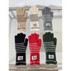 Luvas Tricotadas Listradas da Moda Estilo Coreano Inverno Feminino Estudantes Ciclismo Quentes Combinação Total Forradas com Lã Luvas de Dedo Touchscreen