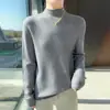 Suéter de punto de lana de una pieza para mujer, cuello semi alto, manga larga, diseño sin costuras, amigable con la piel, efecto adelgazante, perfecto para usar en capas en otoño e invierno.