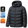 Chaqueta de plumón para hombre 2026 Invierno Capucha desmontable Cálida Casual para mediana edad y jóvenes Ligera de plumón Moderna