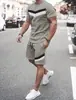 Amazon Verão Transfronteiriço Conjunto de Duas Peças T-shirt e Shorts com Estampa Digital 3D Masculino Simples Casual Tendência Homem