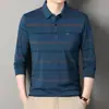 Nueva camiseta polo de hombre para otoño e invierno, ropa de hombre con cuello camisero, camiseta de rayas casual de negocios de manga larga, disponible para venta al por mayor