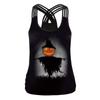 Chaleco con Tirantes Cruzados Estampado Digital de Calavera Transfronterizo Europeo y Americano para Halloween, Top Exterior Sexy para Mujer 2024