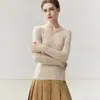 Suéter de Cachemira para Mujer BaiCaiRong Otoño/Invierno 2026 Cuello en V Diseño Versátil Ropa de Punto de Lana para Mujer