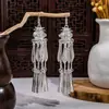 [Selección Premium] Pendientes Estilo Étnico de Minorías Vintage con Plata de Minorías Étnicas, Pendientes Largos Colgantes Florales Estilo Bohemio Único