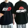 Camiseta Unisex de Verão com Estampa Dupla de Anime Drift AE86 Initial D Gola Redonda Manga Curta R34 Sk