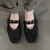 Mules de Piel de Vaca Estilo Retro Francés 2026 Tacón Oculto Puntera Cerrada para Mujer, Zapatillas Versátiles de Primavera con Tejido Hueco
