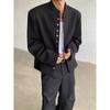Sentindo-se bandido bonito xiangfeng jaqueta de terno curta masculina fivela de metal terno gola alta clipe outono chinês preto