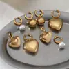 Pendientes de Acero Inoxidable con Colgante Redondo de Perla Corazón de Amor Simple Venta al por Mayor Comercio Exterior Transfronterizo Pendientes de Galvanoplastia al Vacío Más Vendidos para Mujeres