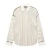 Roupas Femininas 2026 Comércio Exterior Transfronteiriço Outono Nova Moda Camisa Listrada Color Block + Calça Listrada Color Block