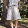 Shorts Blancos de Mezclilla de Pierna Ancha con Salpicaduras de Pintura Estilo High Street Americano para Hombre, Talla Grande, Corte Holgado, Marca de Tendencia, Corte Recto, con Efecto de Caída