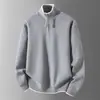 Suéter masculino de alta qualidade com zíper parcial e gola alta para comércio exterior transfronteiriço, suéter masculino de outono e inverno solto casual espesso