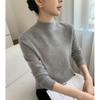 Nuevo Estilo Cómodo Camisa Base de Punto de Cachemira de Color Sólido con Borde Enrollado Suave y Moderno de Cuello Medio Alto para Otoño e Invierno