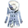 Impermeable de Mujer de Venta Caliente Transfronterizo 2023 Nuevo Espesor Invierno Estilo Europeo y Americano Patchwork Color Con Capucha Abrigo al por Mayor