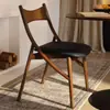 Silla Individual Creativa Retro de Tapa Blanda, Silla de Ocio de Madera Maciza para Apartamentos Pequeños, Silla de Comedor para el Hogar con Respaldo, Silla de Estudio, Silla de Maquillaje