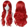 Cos peruca longa ondulada anime europeia e americana 70cm universal cabelo longo cacheado cosplay multicolorida natural fofa touca