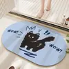 Tapete de Chão Absorvente de Lama de Diatomáceas Gatinho Fofo de Desenho Animado Tapete Antiderrapante para Banheiro Tapete para Porta de Entrada Resistente a Manchas e Desgaste Tapete para Porta