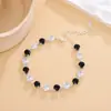 Pulsera Famani de Ágata Negra Estilo Nuevo Europeo y Americano, Pulsera de Moda Natural y Elegante para Mujer, Cadena de Circonita Negra al por Mayor