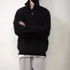 Suéter de gola alta parcial para homens e mulheres, marca moderna de outono e inverno, gola alta com botões, vermelho para o ano do zodíaco, tricô solto e casual para casais