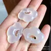 Joyería con Colgante de Agata Amarilla Tipo Hielo Doble Cara con Cierre Ruyi, Colgante de Calcedonia Rosa Transparente Tipo Hielo con Cierre de Nube, Colgante de Jade, Cadena para Colgar Thangka