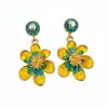 Pendientes Vintage de Plata con Flores Tachonadas de Diamantes, Forma Redonda, Lujo Ligero, Sensación de Alta Gama, Exquisitos Pendientes de Botón, Joyería Retro para Mujer