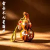 Colgante de calabaza de siete estrellas de madera alcanzada por un rayo, tallado a mano, trae riqueza y buena fortuna, llavero de madera, una artesanía para la paz y la protección