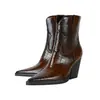 2024 Quatro Estações Universal Novo Vintage Padrão de Pedra Pontilhada Salto Grosso Botas Simples Pontudas de Cano Curto Salto Alto Botas da Moda Botas Femininas