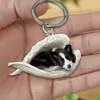 Llavero de Perro Lindo Ángel Durmiendo Transfronterizo Llavero de Animal para Mujer Niña Llavero de Llave de Coche Femenina Regalo para Niños