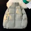 Comércio Exterior Novo Estilo Gola Alta Casaco Acolchoado de Algodão para Homens e Mulheres Inverno Espessado Solto Jaqueta Acolchoada de Algodão para Amantes Cor Sólida Casaco Pão Casaco Acolchoado de Algodão
