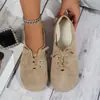 Etiquetagem transfronteiriça disponível, tamanhos grandes prontos para envio mocassins baixos estilo floresta retrô com cadarço bico fino bico redondo para mulheres