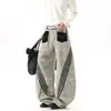 Jeans con Estampado de Leopardo Estilo Callejero Americano para Hombres y Mujeres Otoño Retro Pantalones Rayados de Cuatro Rayas Pantalones Casuales Sueltos de Moda