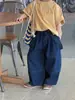Macacão Jeans Cheese and Meow Boys Coleção Primavera 2026 Azul Profundo Solto Largo Casual Versátil Calça Infantil