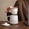 Caneca de Porcelana Jade Branco com Filtro para Separação de Chá, Copo Cerâmico Doméstico para Escritório com Tampa, Copo de Água para Conferência