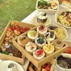 Caja de Picnic de Nueve Compartimentos para Salidas de Primavera, Camping, Barbacoas al Aire Libre, Sushi, Caja de Embalaje para Llevar de Papel Kraft de Moda