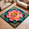 Nueva Alfombra de Loto Estilo Chino, Alfombrilla Cuadrada de Terciopelo de Cristal para Piso, Absorbente de Agua, Antideslizante, Fácil de Cuidar y Fácil de Limpiar