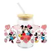 Mickey Mouse Transfer UV DTF Cristal Transparente Copo de Vidro com Adesivo 16oz Especial À Prova d'Água Resistente a Arranhões Atacado Transfronteiriço