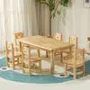 Mesa y silla de madera maciza para jardín de infantes juego de escritorio de madera de pino para niños mesa de aprendizaje de juegos juguetes de educación temprana para bebés