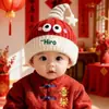 Gorro de Protección para Orejas de Bebé para Niños y Niñas, Gorro de Lana Tejido Cálido de Invierno Rojo, Gorro Festivo de Año Nuevo para Bebé para Felicitaciones de Año Nuevo