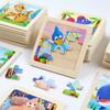 Rompecabezas de madera de 9 piezas transfronterizo para la educación de la primera infancia, educativo, animales de dibujos animados, tráfico, cognitivo, rompecabezas de madera al por mayor