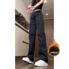 Calça Funcional de Lado com Zíper Estilo Americano, Forrada com Fleece e Espessada, Calça Casual de Trabalho, Calça para Hip-Hop Outdoor e Caminhada, Fashion e Casual