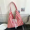 Bolso de Hombro Rayado Estilo Coreano de Moda Estilo Perezoso Reversible Casual Gran Capacidad Simple Moderno Bolso para Viajar Diariamente para Mujeres